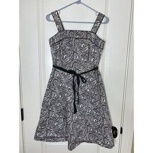 Petite Sophisticate Paisley Fit Flare Dress Petite 2P Belted